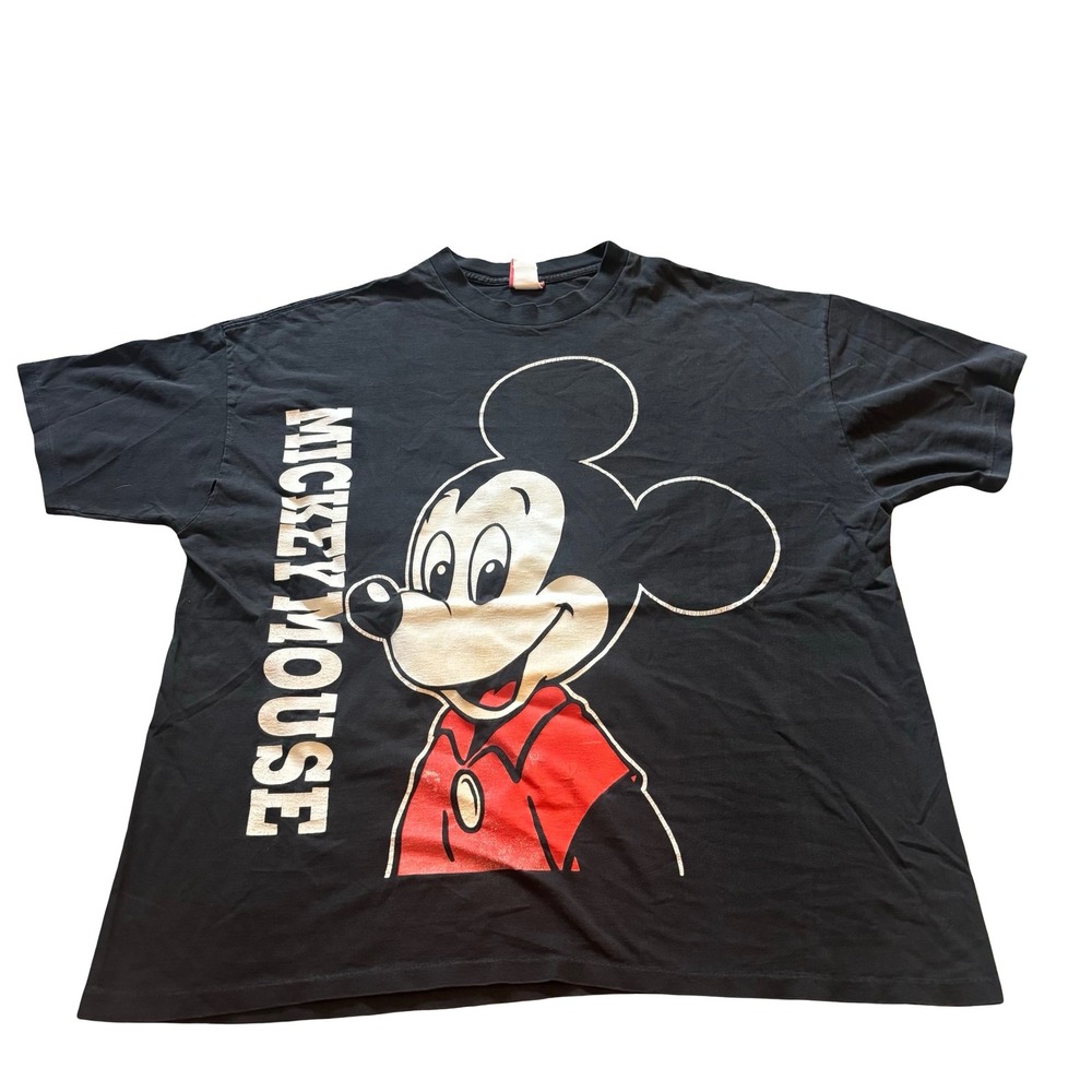 Vintage Disney Designs Mickey Mouse Wrap Around Graphic T-Shirt Black 4XL USA
